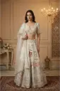 Ivory Floral Silk Lehenga Choli with Pastel Stone Embroidery