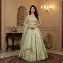 Mint Green Zari Embroidered Silk Lehenga Choli Set