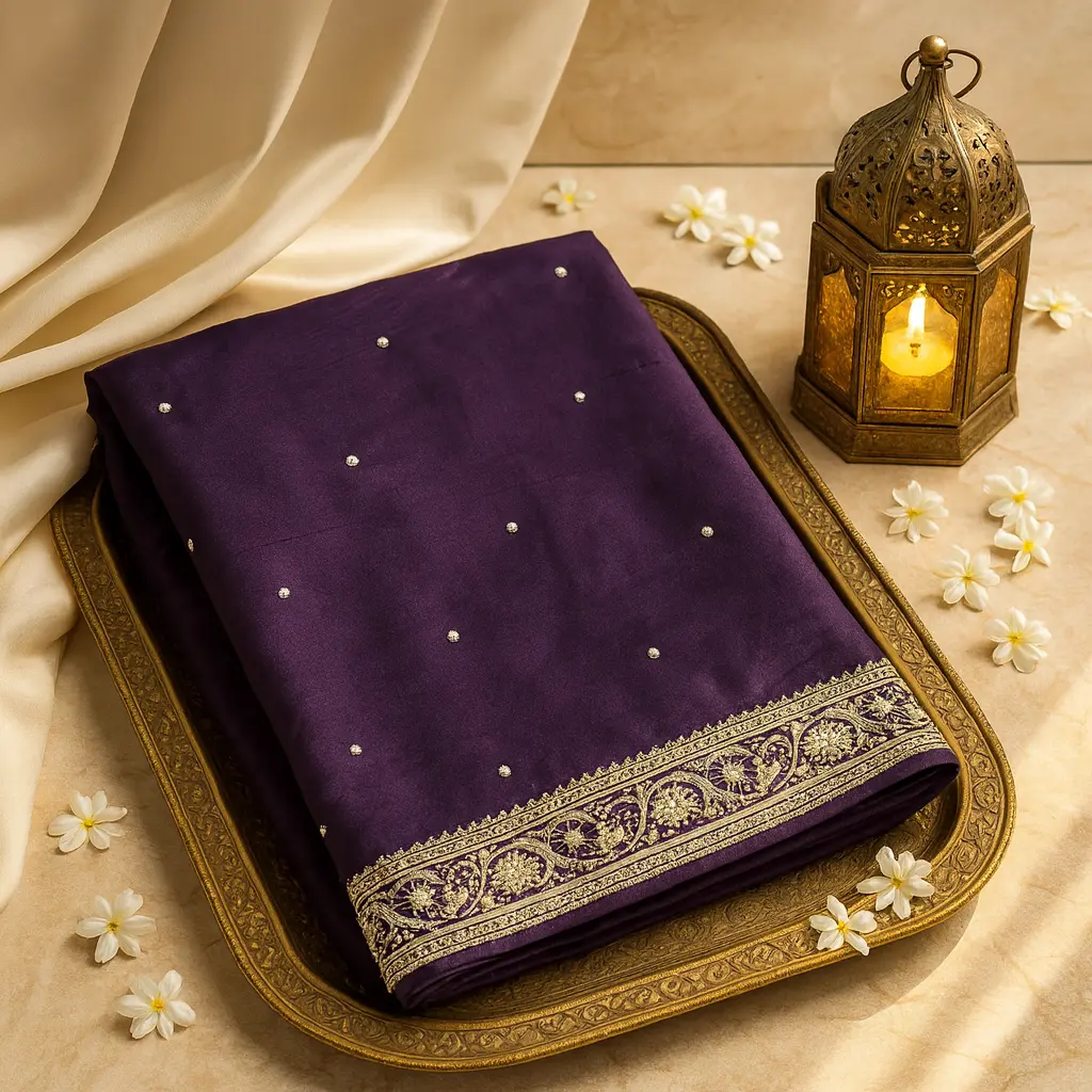Elegant Deep Purple Designer Saree with Ornate Hand Embroidery