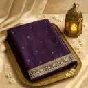 Elegant Deep Purple Designer Saree with Ornate Hand Embroidery