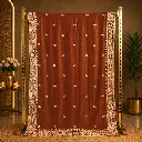 Women's Rust Brown Designer Saree with Gold Embroidered Border
