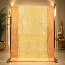 Elegant Ivory Woven Saree with Peach Gold Border and Ornate Pallu
