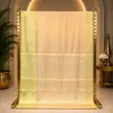 Elegant Pastel Peach Woven Saree with Lime Green Paisley Border
