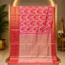 Elegant Rani Pink Floral Woven Saree with Golden Border and Ornate Pallu