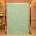 Mint Green Saree with Floral Vine Embroidery and Scalloped Border