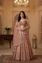 Peach Georgette Embroidered Lehenga Choli Set with Net Dupatta