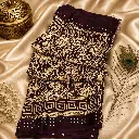Deep Purple Floral Printed Cotton Silk Saree with Greek Key Border