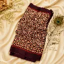 Deep Maroon Geometric Printed Cotton Silk Saree with Ethnic Border