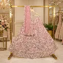 Women's Blush Pink Lehenga Choli with Heavy Sequin Embroidery and Net Dupatta