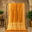 Elegant Mustard Gold Woven Saree with Intricate Floral Design