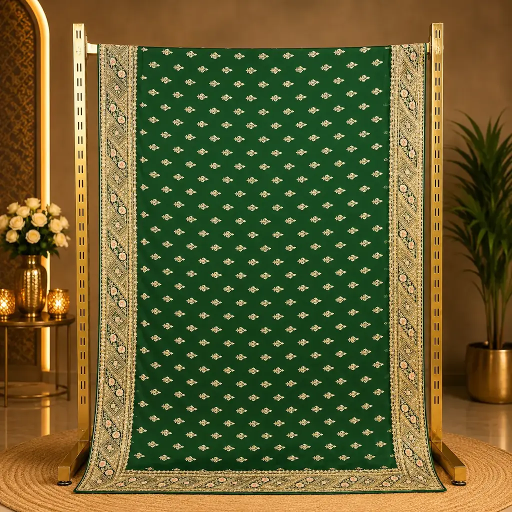 Women's Emerald Green Designer Saree with Buti Work and Ornate Border