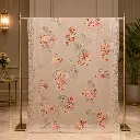 Blush Beige Floral Saree with Rose Bouquet Print and Sparkling Border