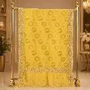 Yellow Floral Motif Saree with Elegant Border Detailing for Festive Party and Ethnic Wear