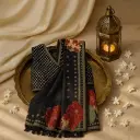 Elegant Black Designer Saree with Floral Embroidery and Embellishments