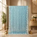 Sky Blue Wavy Sequin Embroidered Saree with Scalloped Border