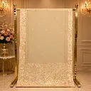 Elegant Ivory Saree with Shimmer Stripes, Embroidered Border