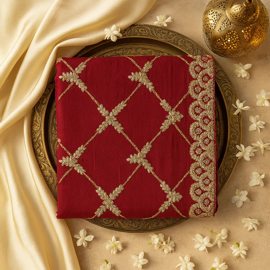 Elegant Maroon Designer Saree with Intricate Gota Patti Work