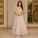 Women's Blush Pink Sequin Lehenga Choli with Ruffled Dupatta