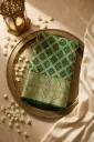 Emerald Green Pure Gaji Silk Bandhani Junglow Saree