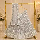 Women's Grey Embroidered Lehenga Choli with Matching Dupatta