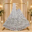 Women's Silver Grey Lehenga Choli with Floral Embroidery and Matching Dupatta