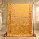 Women's Mustard Gold Designer Saree with Mirror Embroidery and Ornate Border