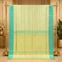 Elegant Mint Green Woven Saree with Gold Motifs and Ornate Pallu