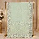Mint Green Saree with Pastel Paisley Embroidery and Scalloped Border