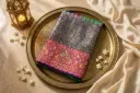 Dual-Tone Silk Saree with Heavy Zari Brocade Pallu