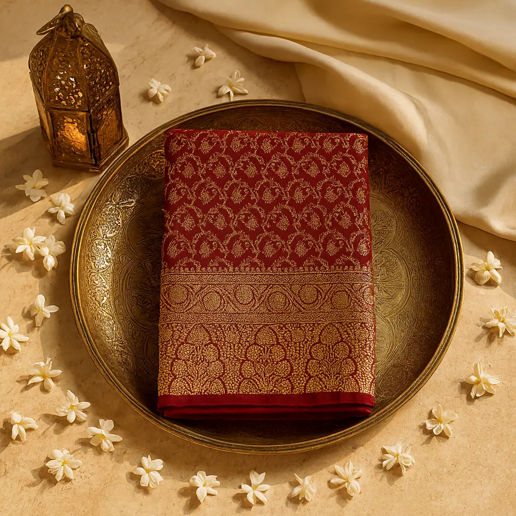Red Designer Silk Saree with Elegant Traditional Zari Border