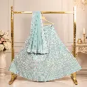 Women's Powder Blue Lehenga Choli with Floral Embroidery and Matching Dupatta
