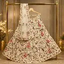 Ivory Bridal Lehenga Choli with Multicolor Paisley Embroidery and Matching Dupatta