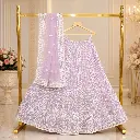 Women's Lavender Embroidered Lehenga Choli with Matching Dupatta