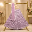 Women's Lavender Lehenga Choli with Pearl Sequin Work & Matching Dupatta