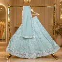 Women's Ice Blue Lehenga Choli with Sequin Embroidery and Net Dupatta