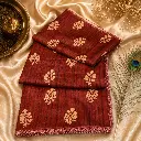 Elegant Maroon Cotton Silk Saree with Golden Leaf Buta Design