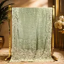 Pista Green Sequin Embellished Saree with Floral Border