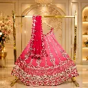 Women's Pink Bridal Lehenga Choli with Silver Embroidery and Matching Dupatta