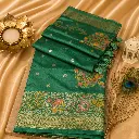 Elegant Sea Green Banarasi Silk Saree with Multicolor Peacock Zari Border