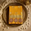 Luxury Mustard Silk Saree with Traditional Zari Peacock Motifs