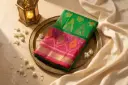 Emerald Green and Rani Pink Handloom Silk Ikat Saree