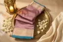 Dusty Mauve and Peacock Teal Banarasi Silk Saree