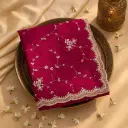 Elegant Magenta Designer Saree with Exquisite Hand-Embroidered Scallop Border