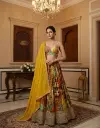 Mustard Yellow Multicolor Printed Designer Lehenga Choli Set 