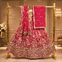 Women's Rani Pink Bridal Lehenga Choli with Embroidered Dupatta