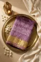 Dual-Tone Mauve and Purple Handcrafted Bandhani Silk Saree