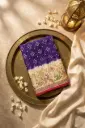 Royal Purple Bandhani Silk Saree with Meenakari Paithani Border