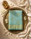 Sea Green Bandhani Silk Saree with Zari Border