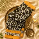 Black & Mustard Geometric Printed Saree with Contrast Border