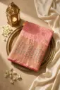Peach Pink Bandhani Georgette Saree with Zari Border